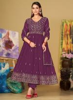 Georgette Magenta Wedding Wear Embroidery Work Readymade Anarkali Suit